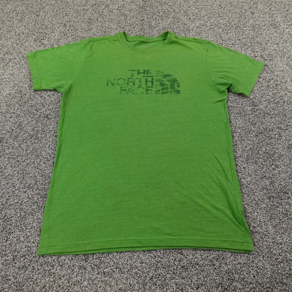 North Face Shirt Mens M Green Spellout Logo Short Sleeve Outdoor Casual Hiking